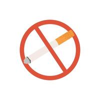 Stop smoking. Quit smoking sign symbol with a crossed out cigarette in a red circle. Flat illustration icon. vector