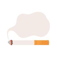 Cigarette with cloud of smoke. Isolated illustration flat design. Template for your text. vector