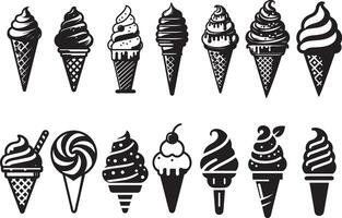 Collection of ice cream illustration set. vector