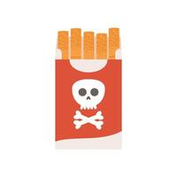 Open a pack of cigarettes. Skull and bones on a pack of cigarettes. Smoking cessation concept. vector