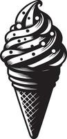 Chocolate chip cone ice cream illustration. vector