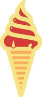 Ice cream cone with chocolate on top illustration. vector