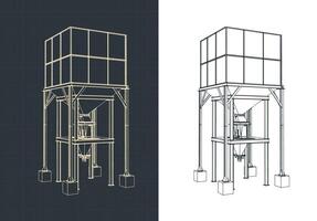 Storage and buffer Silo blueprints vector