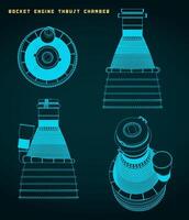 Rocket engine thrust chamber drawings vector