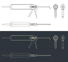 Caulking gun blueprints vector