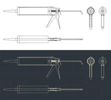 Caulking gun blueprints vector