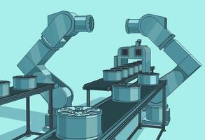 Robotic industrial line illustration vector