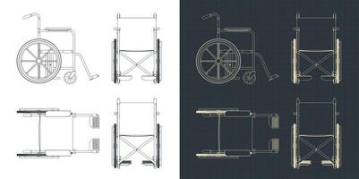 estilizado ilustraciones de planos de silla de ruedas vector