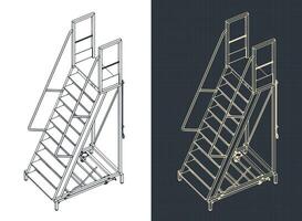 laminación acero escalera isométrica planos vector