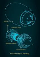 Turbofan engine blueprints vector