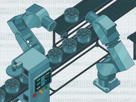 Automated factory line illustration vector