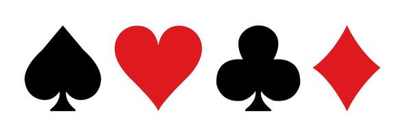 symbol of Four cards suits, spades, hearts, diamonds and clubs. vector