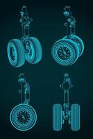 Aircraft landing gear drawings vector