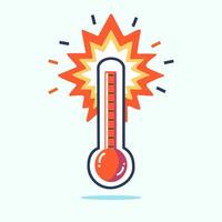 thermometer bursting with a flame coming out of the top. extreme heatwaves. global warming. vector