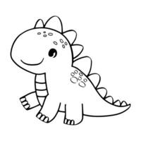 black and white drawing of a friendly-looking dinosaur vector