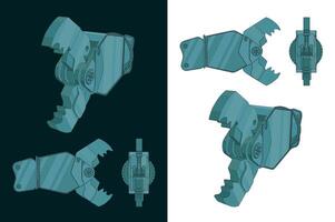 Demolition shear color blueprints vector