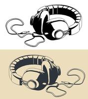 Vintage studio monitor headphones vector