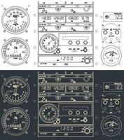 Airplane control dashboard illustrations vector