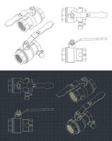 Ball valve blueprints vector