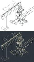 automatizado fábrica línea isométrica vector