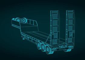 3 axle lowbed trailer vector