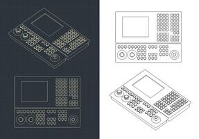 Remote control for automated plant lines blueprints vector