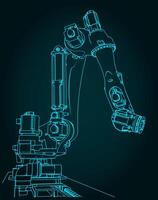 Robotic arm for automated production lines vector