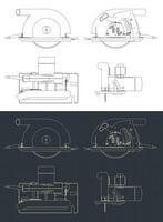 Circular saw blueprints vector