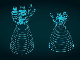 Rocket engine drawings vector