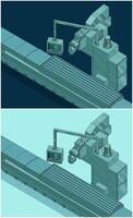 Factory line and control panel illustrations vector