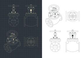 Stop valve drawings vector