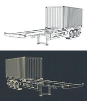 Container trailer illustrations vector