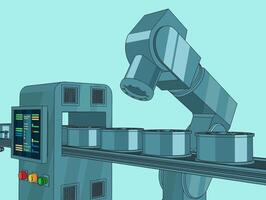Robotic industrial factory line vector