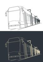 Modern tram illustrations vector