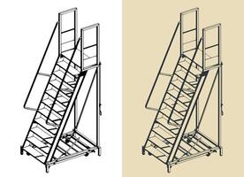 Rolling steel ladder vector