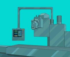 automatizado fábrica línea con controlar panel vector