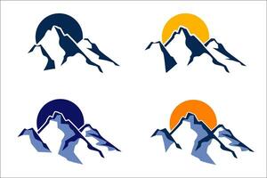 Stylized mountain peaks in the background of the sun or moon vector