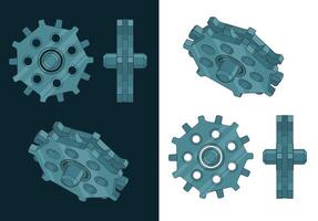 Toothed gear for chain drive color drawing vector