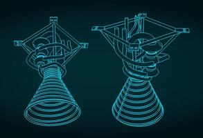 Rocket engine blueprints vector