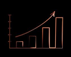 Illustration of progress graph. Achieving financial success over a period of time. Neon growth chart. vector