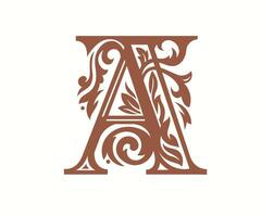 letter A flower ornament vector