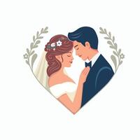 hermosa novia y acicalar, Boda ceremonia tarjeta vector