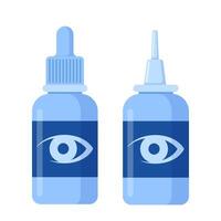 ojo gotas botella. medicina cuentagotas matraz o frasco médico líquido para tratando ojos. oftalmología concepto. vector