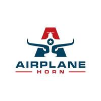 airplane horn illustration logo vector