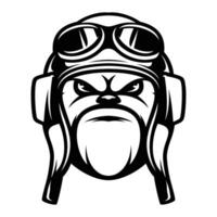 Bulldog Pilot Helmet Outline Version vector