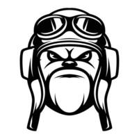 Bulldog Pilot Helmet Outline Version vector