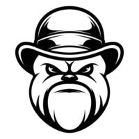 Bulldog Bow Hat Outline Version vector