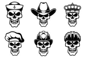 Skull Head Mascot Bundle Outline Version vector