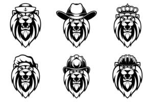 Lion Head Mascot Bundle Outline Version vector