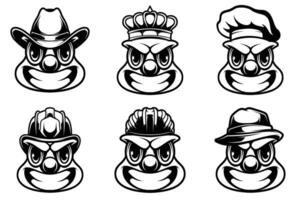 Clown Head Mascot Bundle Outline Version vector